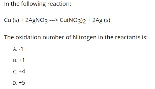 cu 2agno3 cu no3 2 2ag oxidation number