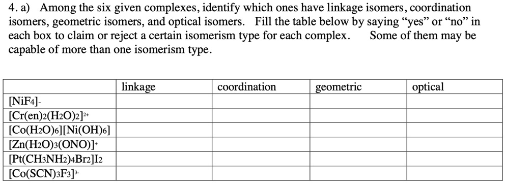 Solved 4 A Among The Six Given Complexes Identify Which Ones Have Solved 4 A Among The Six Given Complexes Identify Which Ones Have