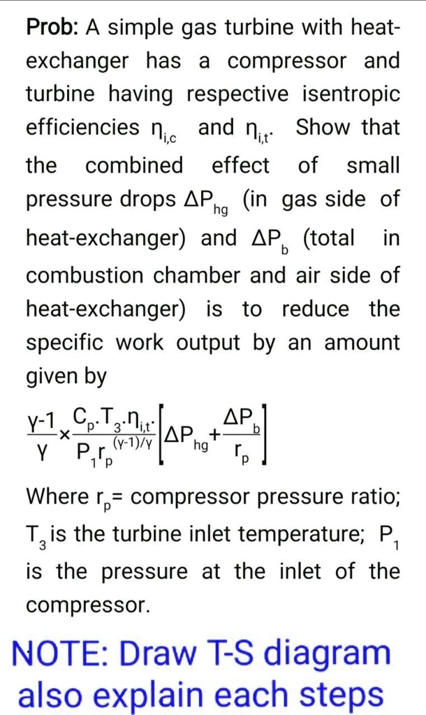 SOLVED Prob A simple gas turbine with heatexchanger has a compressor