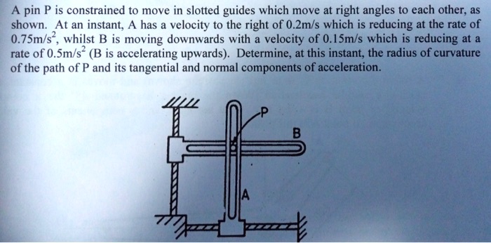 A pin P is constrained to move in slotted guides which move at right ...