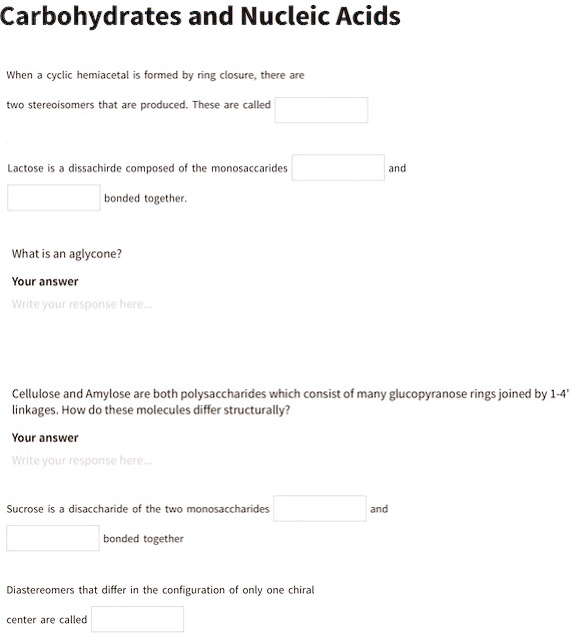 SOLVED Carbohydrates and Nucleic Acids When a cyclic hemiacetal is