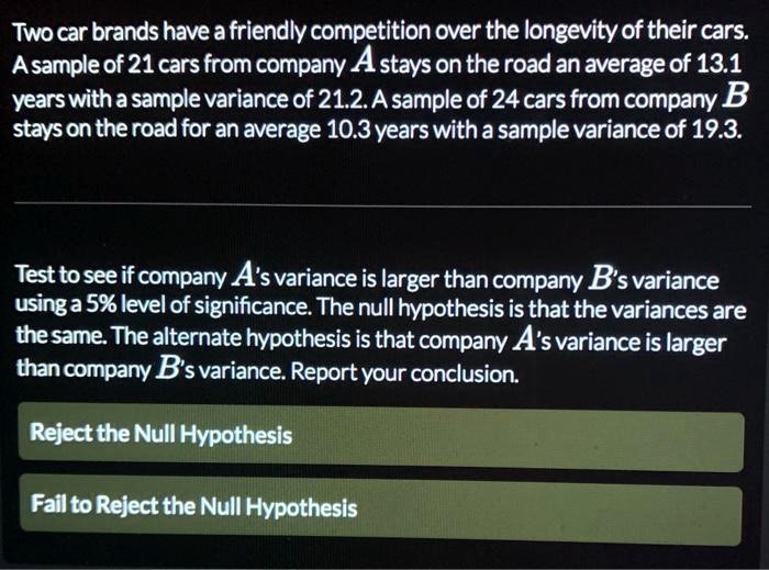 SOLVED Two car brands have a friendly competition over the longevity