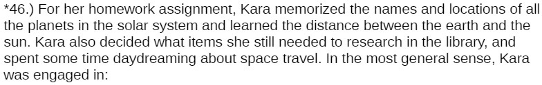 for her homework assignment kara memorized