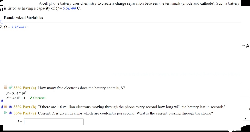 SOLVED: Cell phone battery uses chemistry to create charge separation