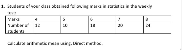 SOLVED: Students of vour class obtained following marks in statistics ...