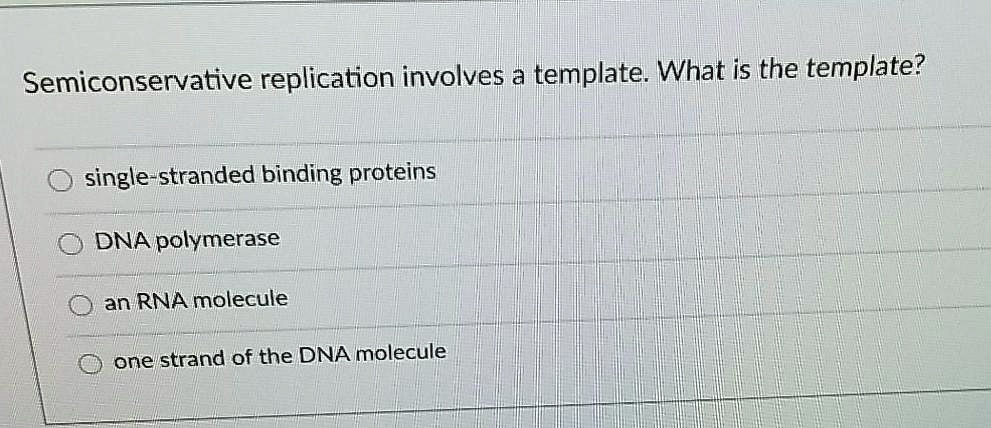 SOLVED Semiconservative Replication Involves A Template What Is The 