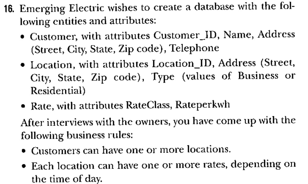 16. Emerging Electric wishes to create a database with the following ...