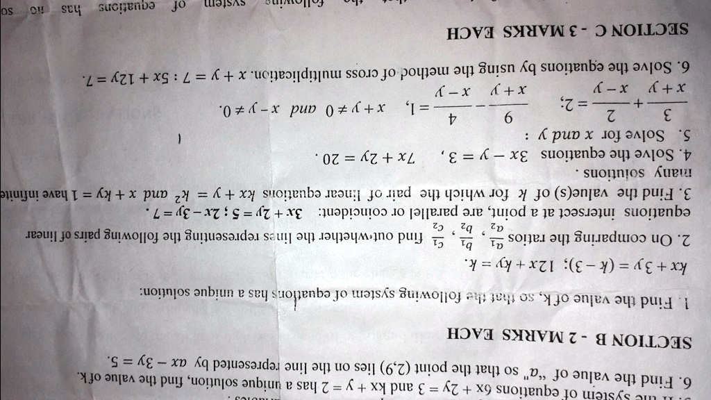 Solved Solve These 6 Questions Suciieiiuj Of Ll8434s Iic Has Fmeinc So Section 3 Marks Each Solve The Equations By Using The Method Of Cross Multiplication X Y 7 Solved Solve These 6 Questions Suciieiiuj Of Ll8434s Iic Has Fmeinc So Section 3 Marks Each Solve The Equations By Using The Method Of Cross Multiplication X Y 7