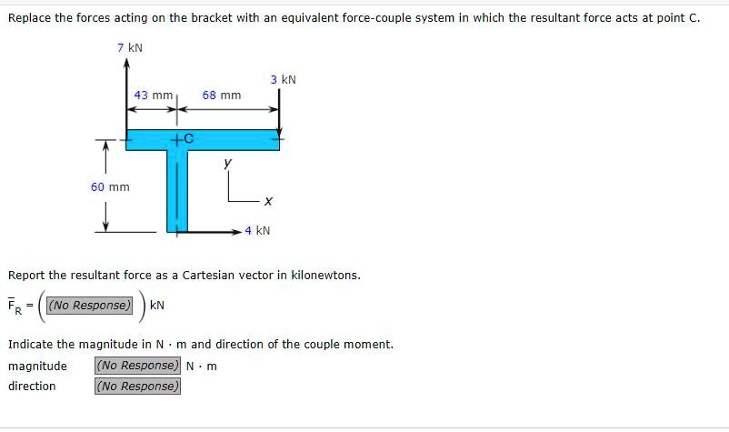 SOLVED: Replace The Forces Acting On The Bracket With An Equivalent ...