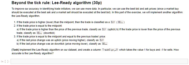 Beyond the tick rule lee ready algorithm 30p to improve our...