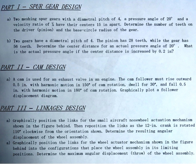 SOLVED PART I SPUR GEAR DESIGN Two meshing spur gears with a