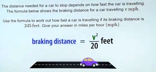 SOLVED: The distance needed to stop depends on how fast the car is ...
