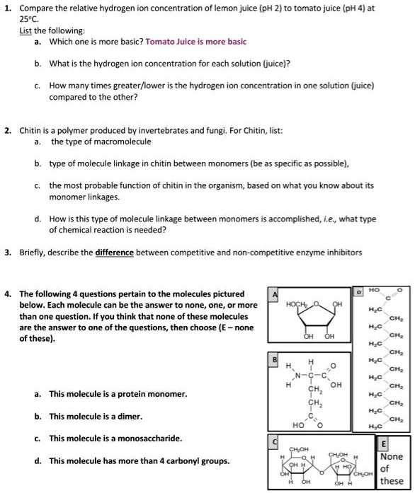 SOLVED: Compare the relative hydrogen concentration of lemon juice (pH ...