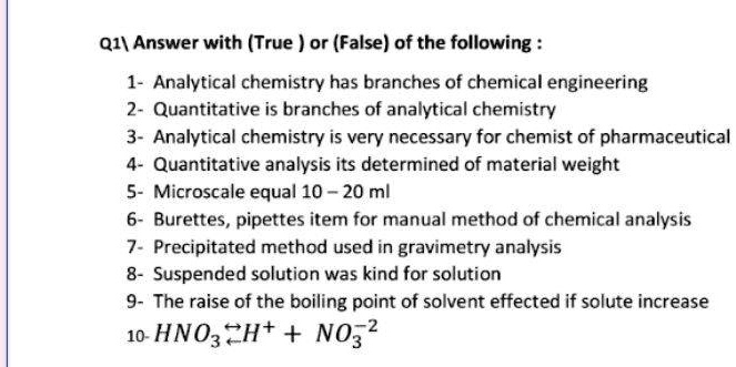 SOLVED: Q1 Answer with True) or False) of the following: 1