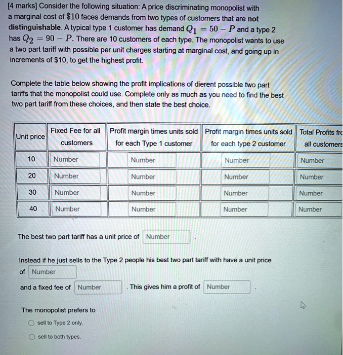 SOLVED: [4 Marks] Consider The Following Situation:A Price ...