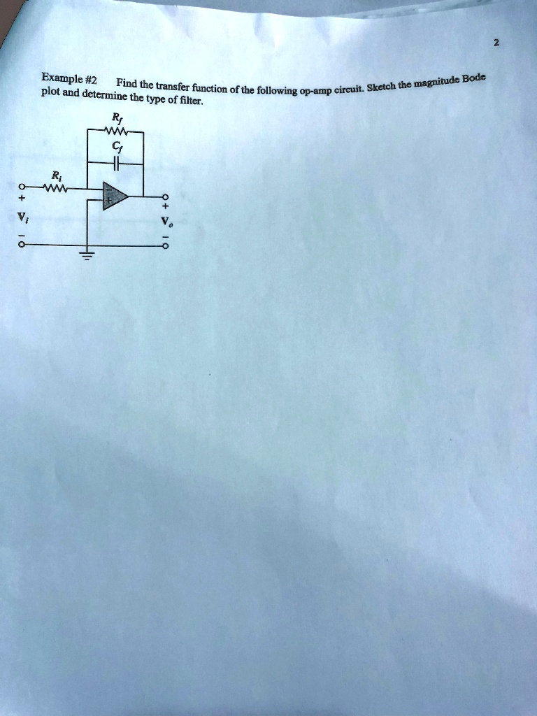 SOLVED: Find The Transfer Function Of The Following Op-amp Circuit ...