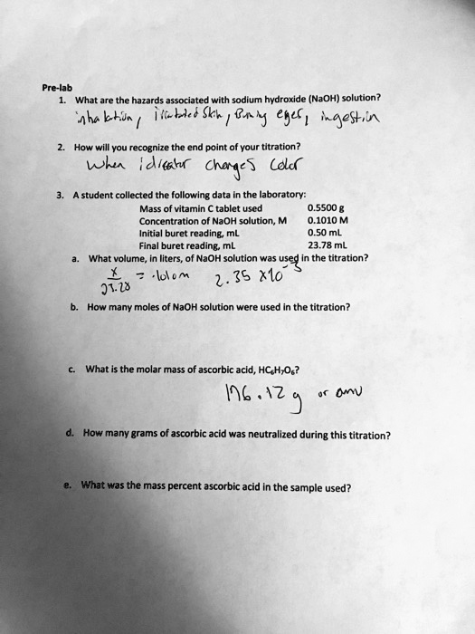 SOLVED Prelab What are the hazards associated with sodium hydroxide