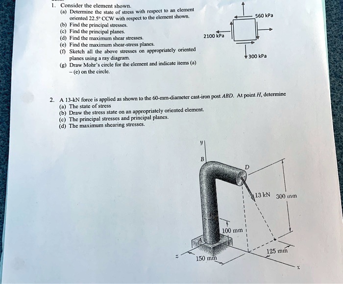 SOLVED: 1.Consider the clement shown. oriented 22.5 CCW with respect to ...