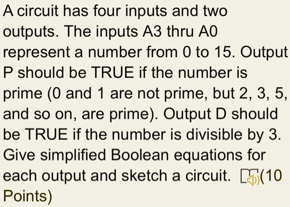 a circuit has four inputs and two outputs the inputs a3 thru ao ...