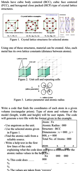 SOLVED: You need to find lattice parameters in Materials Science and ...