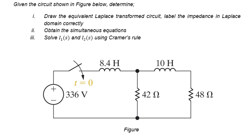 Solved Given The Circuit Shown In Figure Below Determine I Draw The Equivalent Laplace 6819