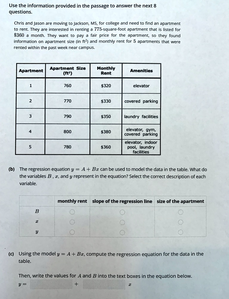 use the information provided in the passage to answer the next 8 questions chris and jason are moving to jackson ms for college and need to find an apartment to rent they are interested in r 02143