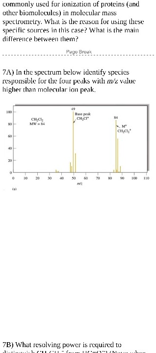 SOLVED: ) In the spectrum below identify species responsible for the ...