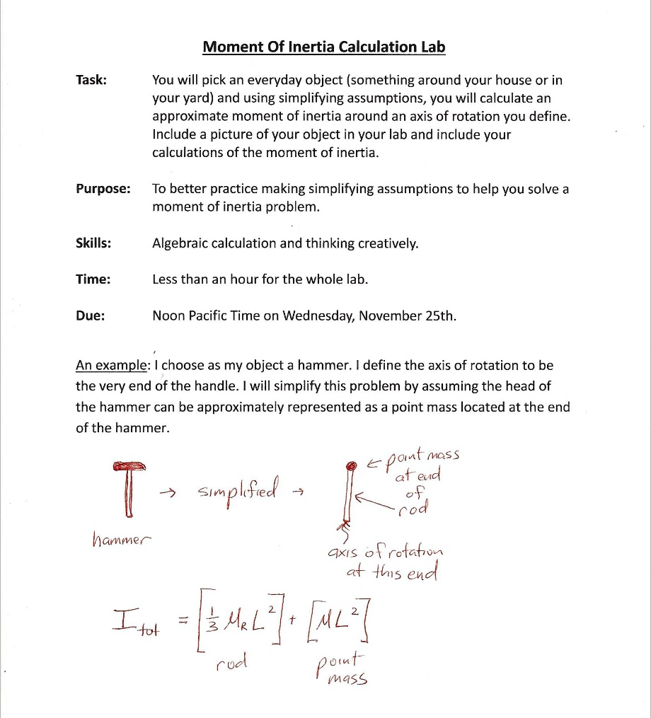 SOLVED Moment Of Inertia CalculationLab Task You will pick an