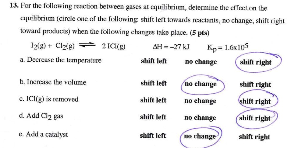 SOLVED: 13. For the following reaction between gases at