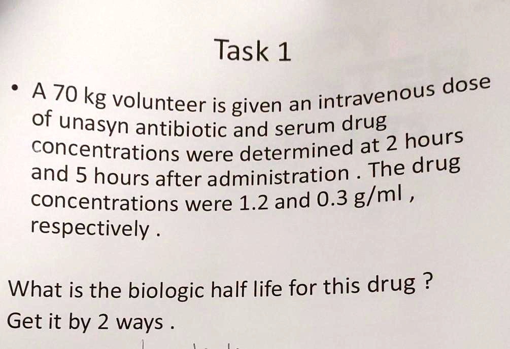 SOLVED: A 70 kg intravenous dose volunteer is given an IV dose of ...