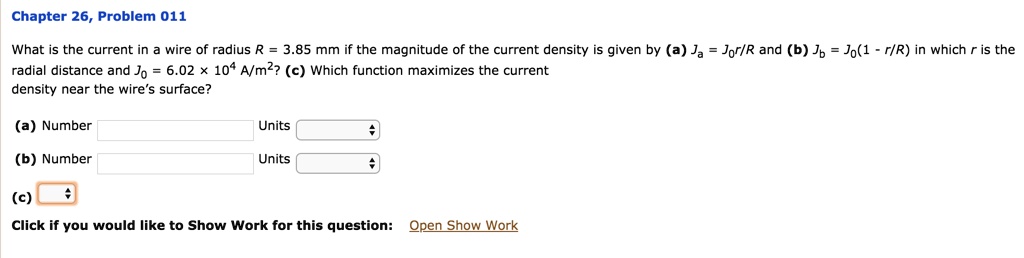 SOLVED: Chapter 26 Problem 011 What is the current in a wire of radius ...