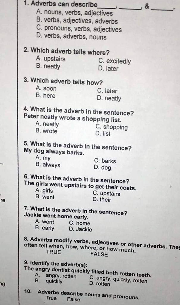 SOLVED pa help please! ty. 1. Adverbs can describe nouns, verbs