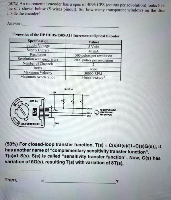 (50%) An incremental encoder has a spec of 4096 CPS (counts per ...