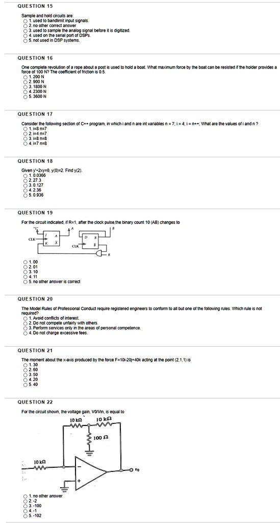 QUESTION 15 Sample and hold circuits are: 1. used to bandlimit input ...