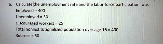 SOLVED: Calculate the unemployment rate and the labor force ...