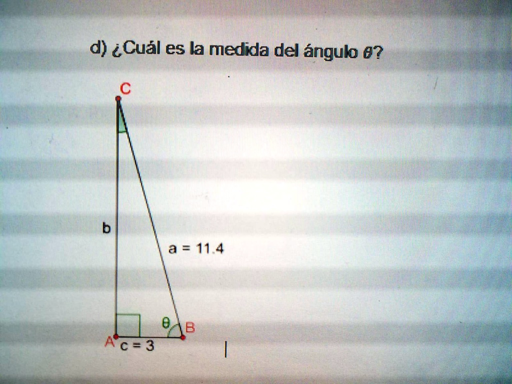SOLVED: d) ¿Cuál es la medida del ángulo ? d) Cuál es la medida del ...