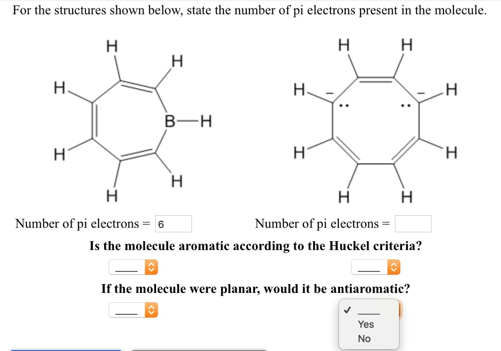 SOLVED For the structures shown below; state the number of pi