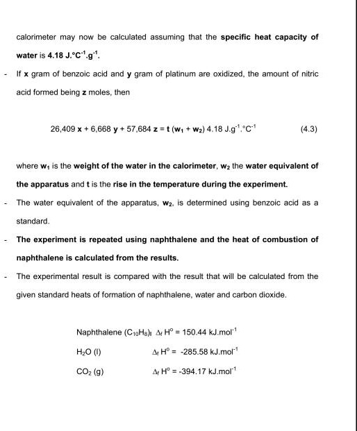SOLVED Calorimeter may now be calculated assuming that the specific