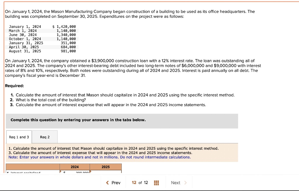 SOLVED On January 1, 2024, the Mason Manufacturing Company began