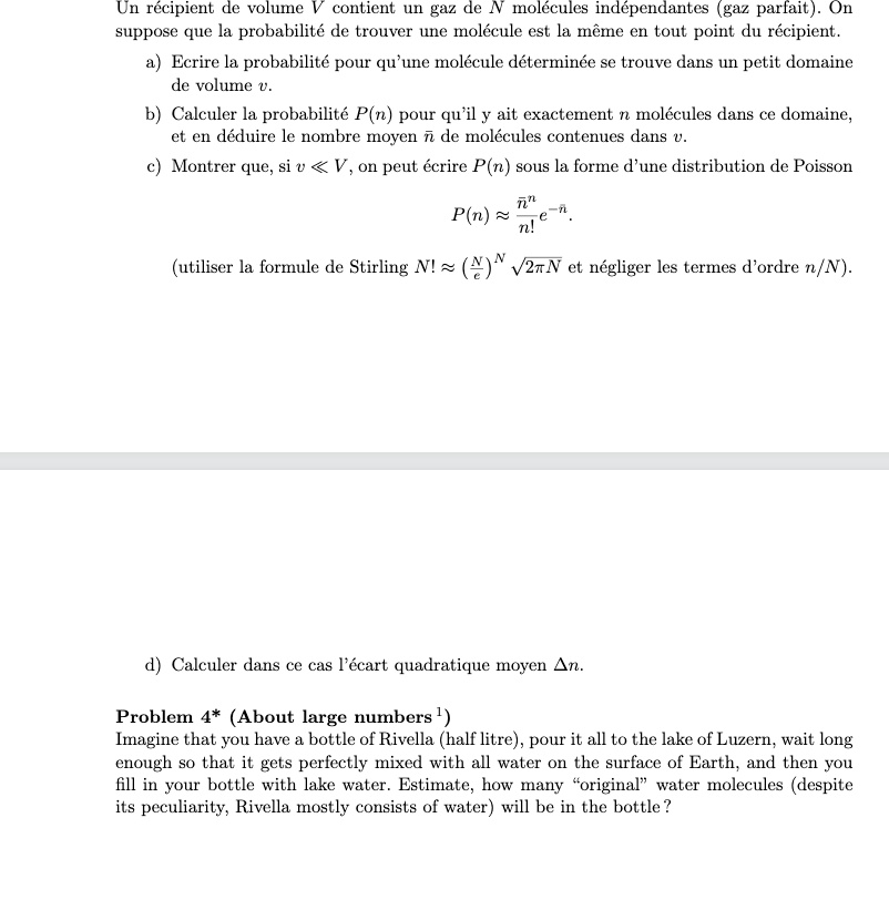 SOLVED: A container of volume V contains a gas of N independent ...