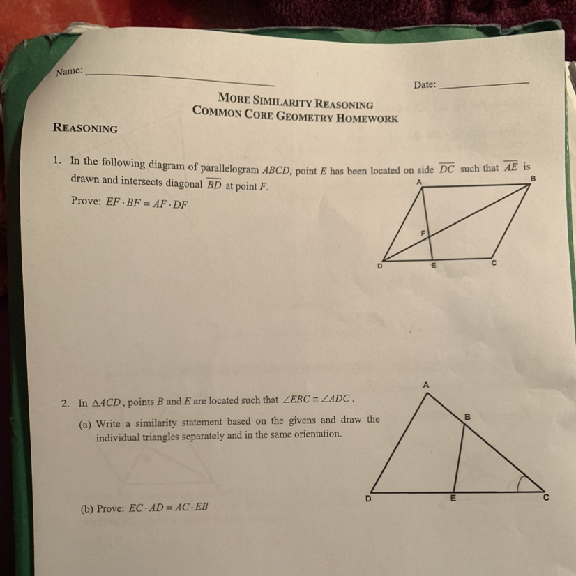 similarity common core geometry homework answers unit 7 lesson 4