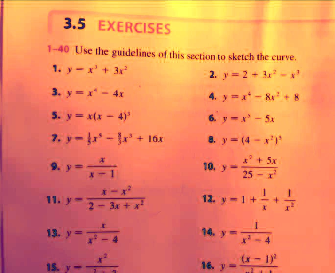 Solved 3 5 Exercises 1 40 Use The Guidelines Of This Section O Sketch The Curve 1 X 31 2 2 32 3 4 41 J X 8x 5 6 4 54 1 Ek 6r T6x 8 4 Sx 10 J 25 9 116 J 12 3x 13 Y 16 W