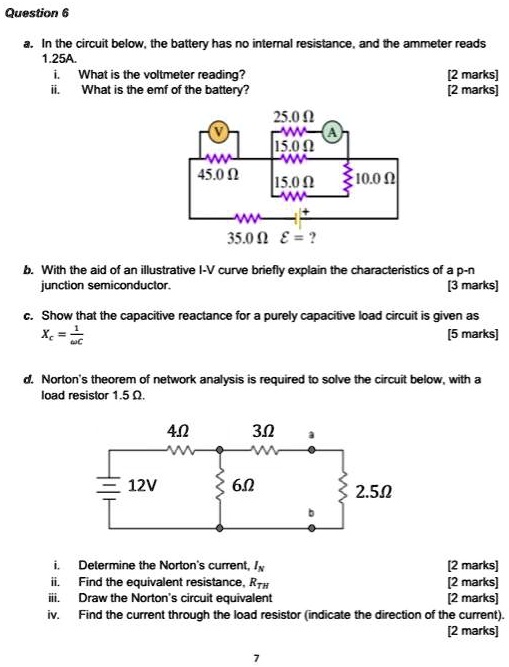 SOLVED Question 6 a. In the circuit below. the battery has no internal