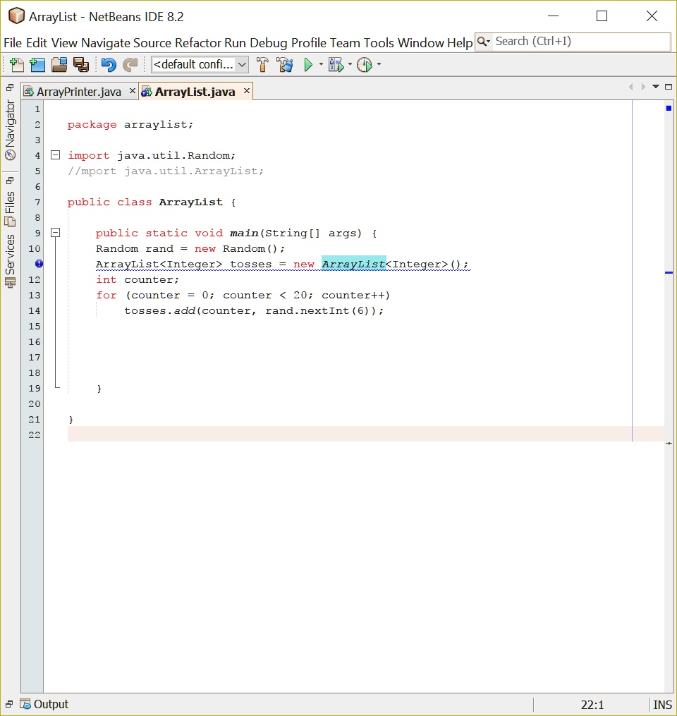 SOLVED: I need to create an ArrayList in Java that can hold 20 random  numbers. I don't understand why it's giving me an error saying "Type  ArrayList does not take parameters" when