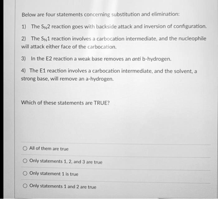 SOLVED: Below are four statements concerning substitution and ...