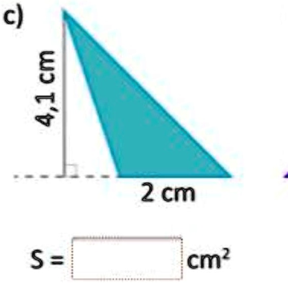 c) 4,1 cm 2 cm S =  cm^2