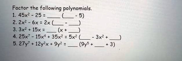 SUM  factoring polynomialspakisagot pls factor the following