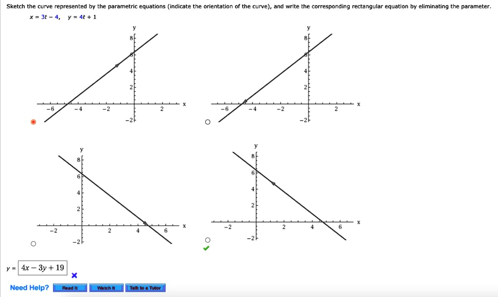 SOLVED:Sketch the curve represented by the parametric equations ...