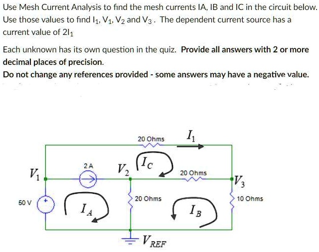 SOLVED: Use Mesh Current Analysis to find the mesh currents IA, IB, and ...