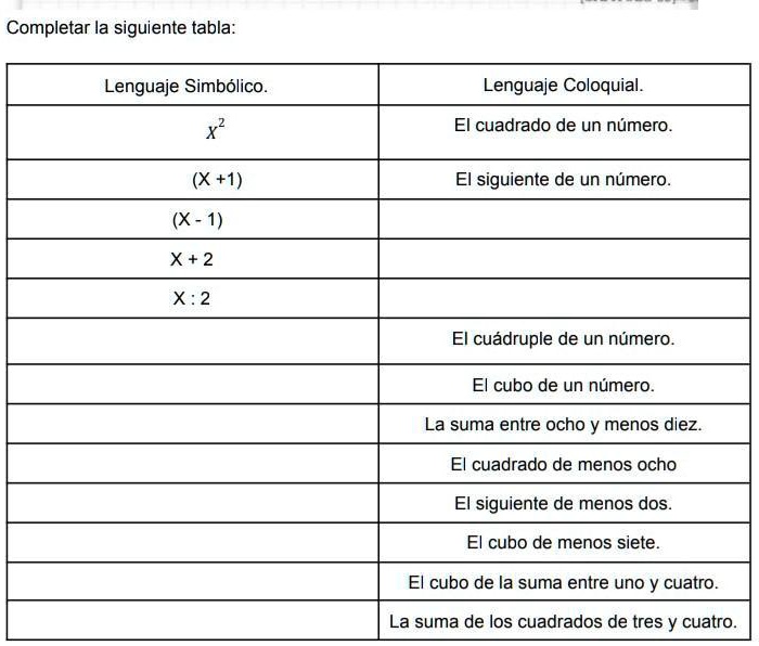 Solved Ayuda Porfavor Doy Coronita Completar La Siguiente Tabla Lenguaje Simb Lico Lenguaje